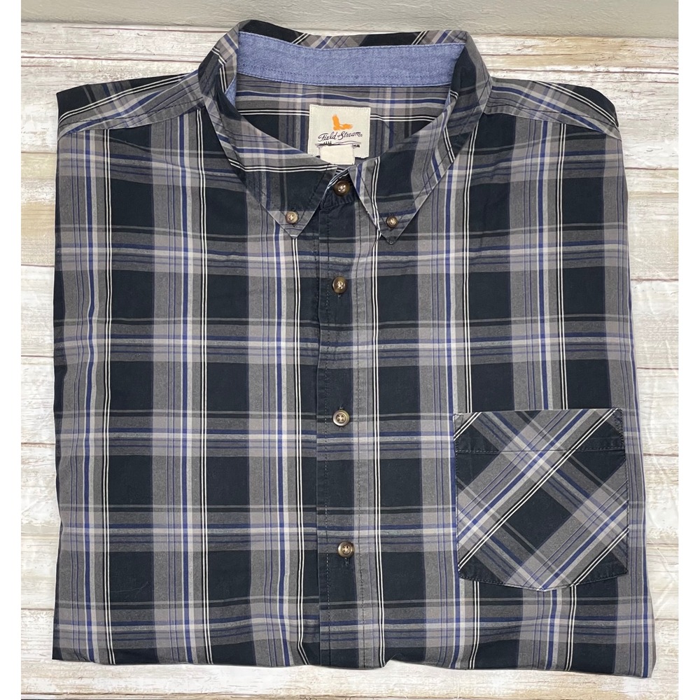 Field & Stream Mens blue Plaid Button Down‎ Shirt Long Sleeve Casual size 4XL